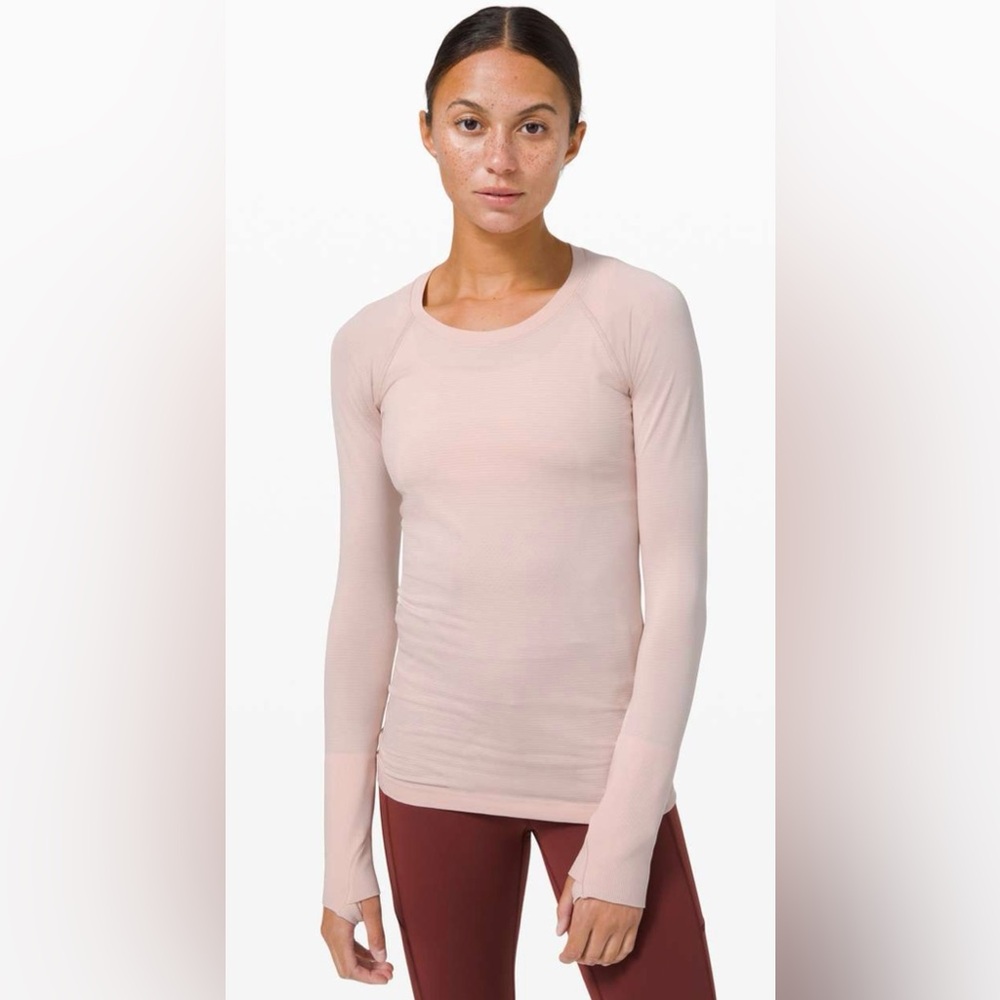 Lululemon Swiftly Tech Long Sleeve Top In Pastel Pink Size 8